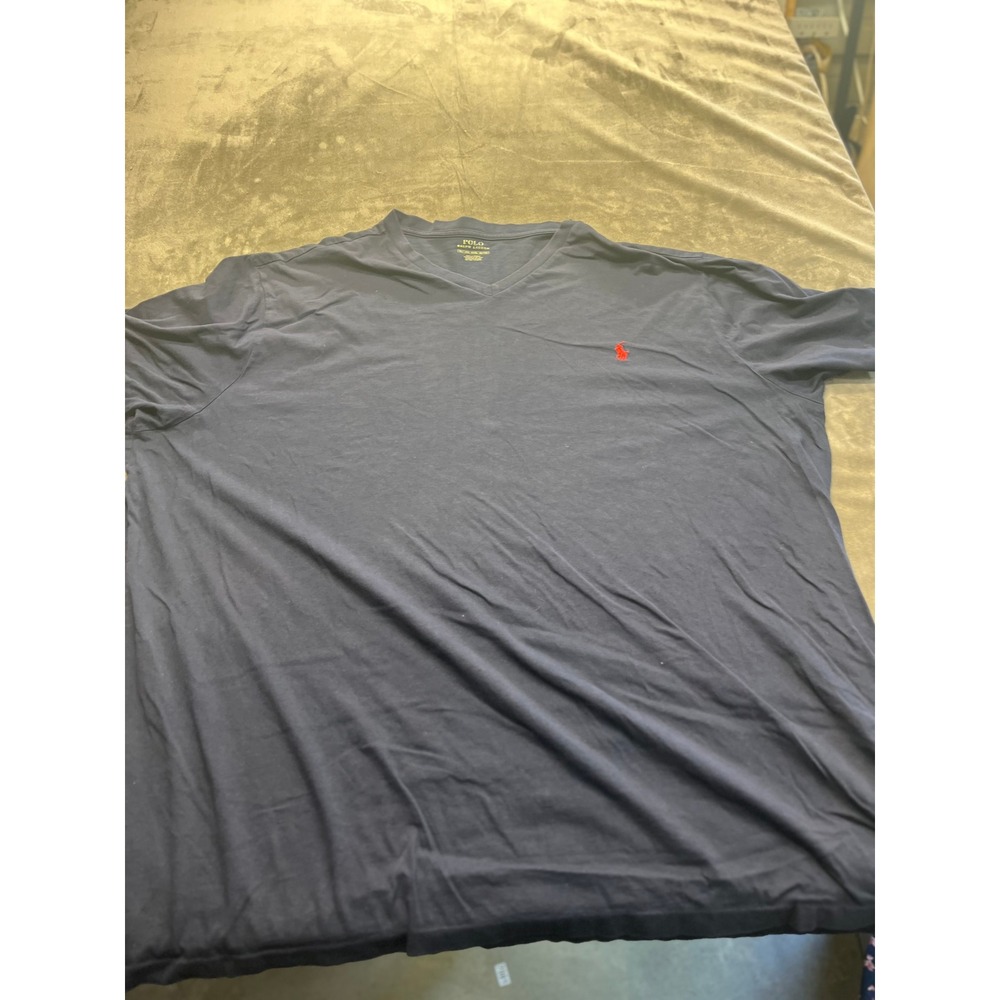 Polo Ralph Lauren Mens 3XLT V-Neck T-Shirt‎ Navy Blue Red Pony Logo Cotton Tee